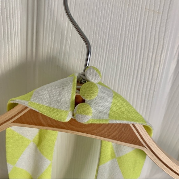 SABO True Dress Checker Floral Print Bright Yellow Linen Cotton Maxi Dress - Picture 8 of 16